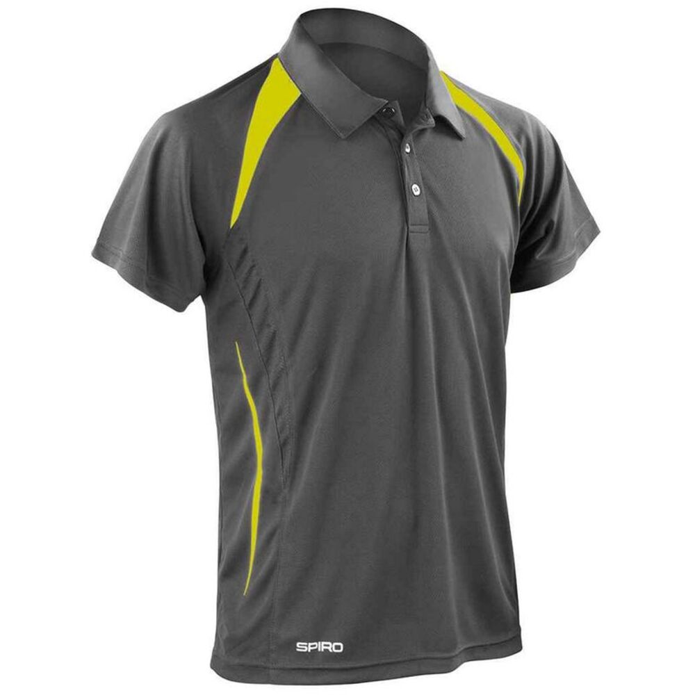 Spiro Mens Team Spirit Polo Shirt / Gray/Lime